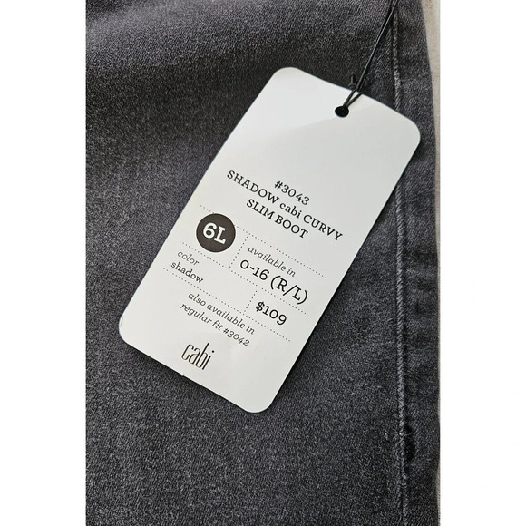 Cabi Womens Curvy Slim Boot Jeans Size 6 Long Color Shadow Black Gray NWT - Picture 6 of 7